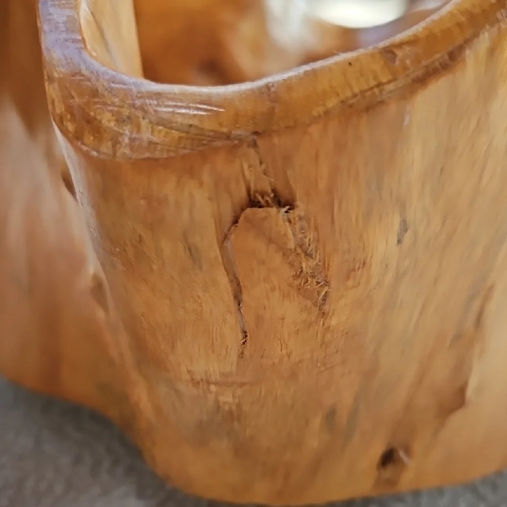 Stunning Handcrafted Burl Wood Basket
